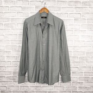 Ermenegildo Z Zegna Men's Button up Shirt in Gray with green striped size 17